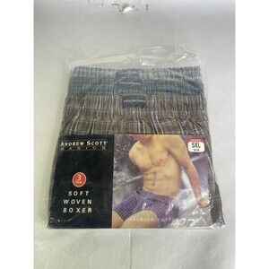 Andrew Scott Basics 3 Pack Woven Boxer Shorts Underwear Mens Size 5XL 58-60 VTG
